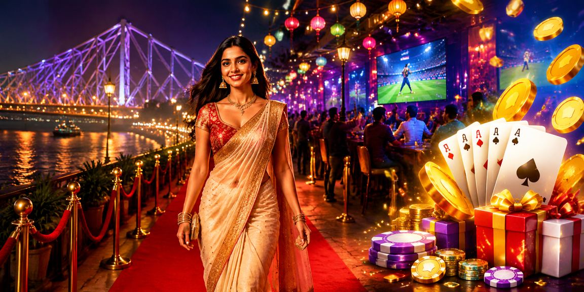 Night cricket betting market scene in Kolkata by Howrah Bridge